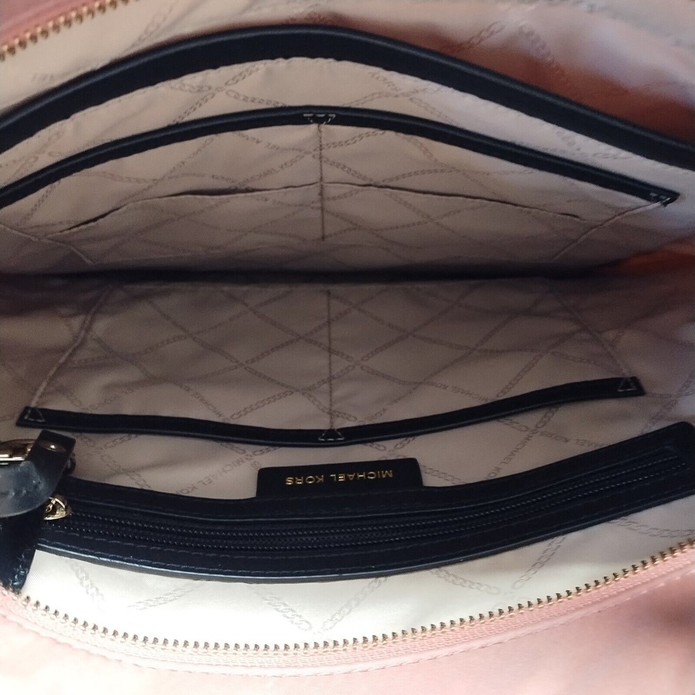 Michael Kors Large Leila Tote Purse Pink Black Nylon Leather Straps‎ 30S9LI1T3C - Picture 10 of 11